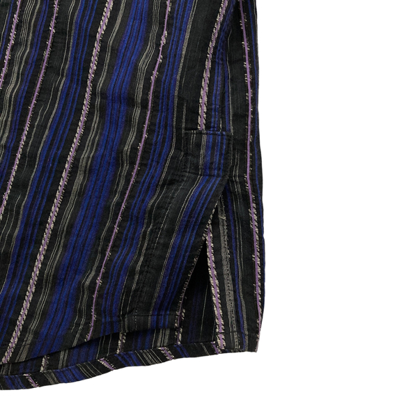 Jhane Barnes Mens Button Up Party Shirt Sz M Blue Black Purple Striped Embroider - Picture 6 of 7